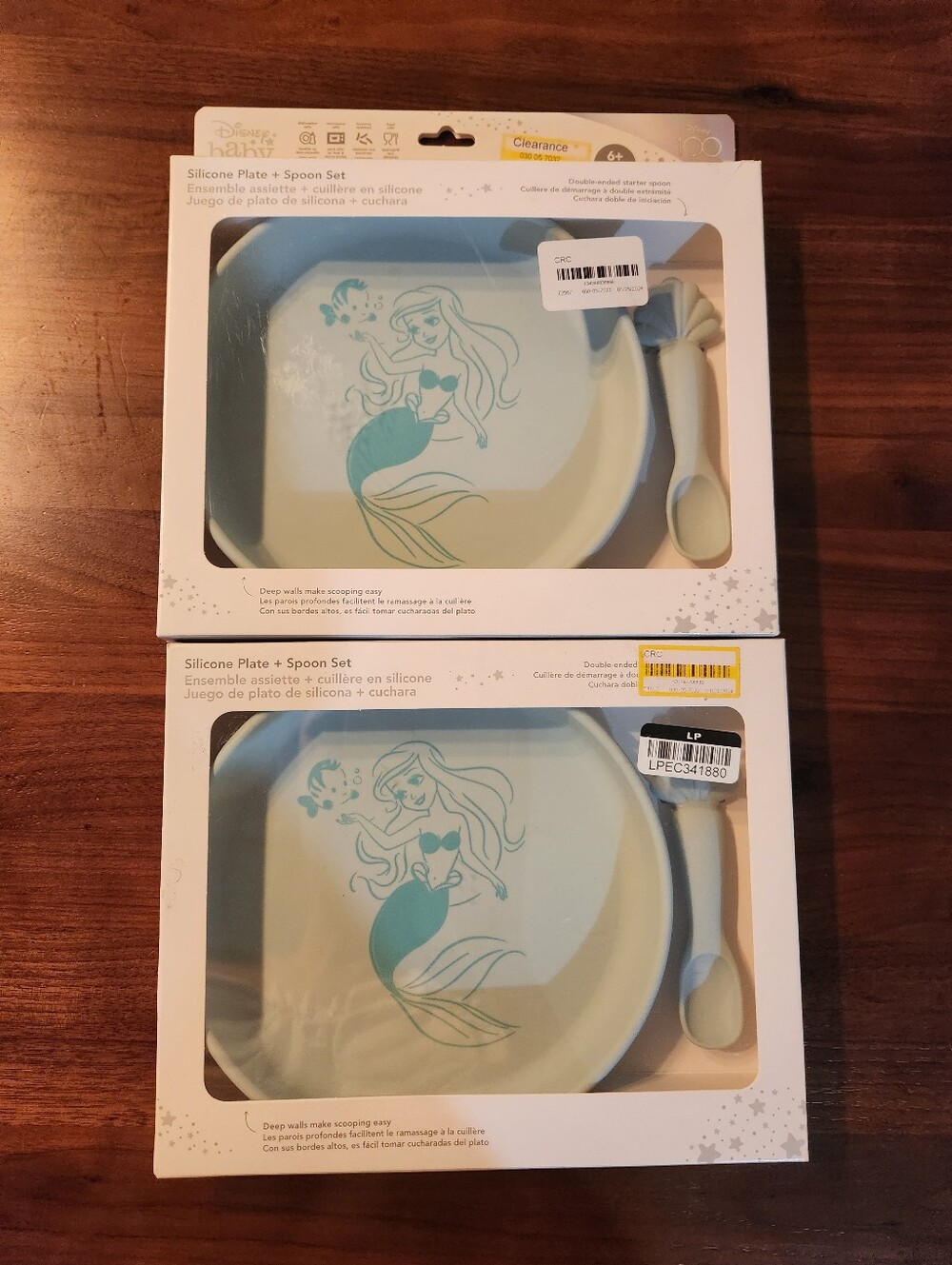 ✨️2 Pack Disney Baby 2 Piece Silicone Plate And Spoon Set Little Mermaid